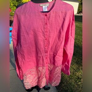 Combo hot pink linen top tunic ladies XL